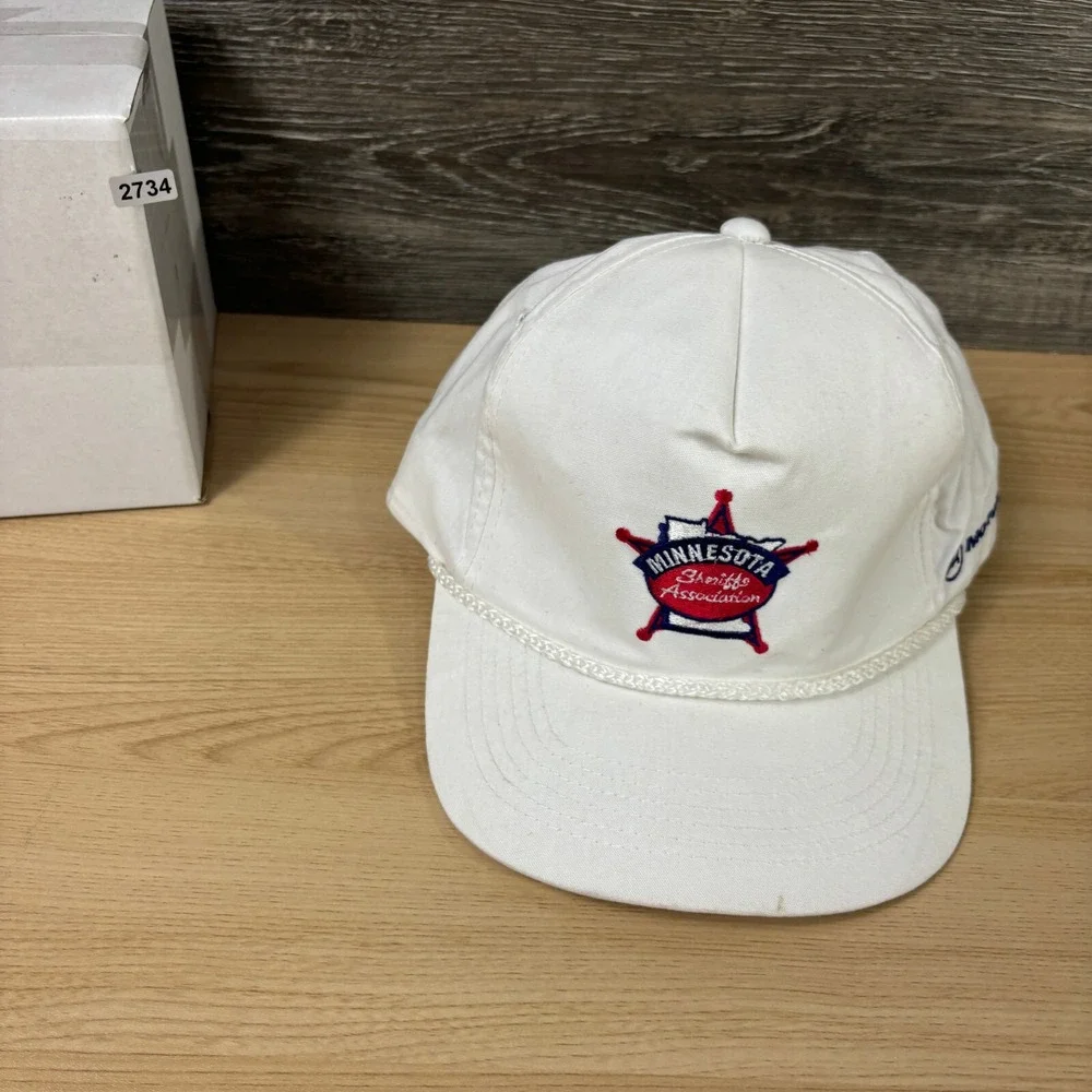 Vintage Minnesota Sheriffs Association Hat Cap Snapback White Police‎ 90s